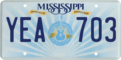 MS license plate YEA703