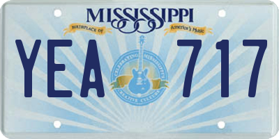 MS license plate YEA717