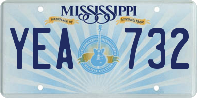 MS license plate YEA732