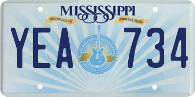 MS license plate YEA734