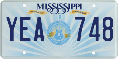 MS license plate YEA748