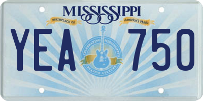 MS license plate YEA750