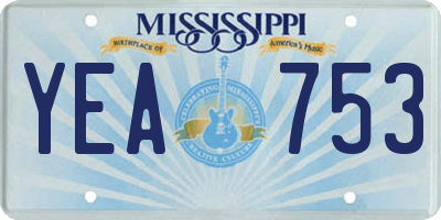 MS license plate YEA753