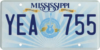 MS license plate YEA755