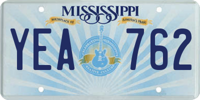 MS license plate YEA762