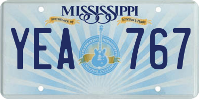 MS license plate YEA767