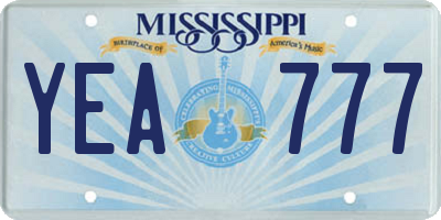 MS license plate YEA777
