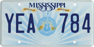 MS license plate YEA784