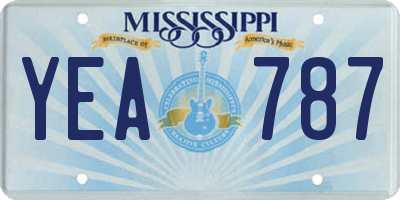 MS license plate YEA787