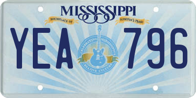 MS license plate YEA796