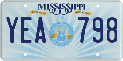 MS license plate YEA798