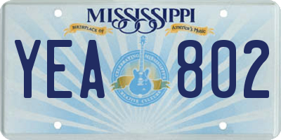 MS license plate YEA802