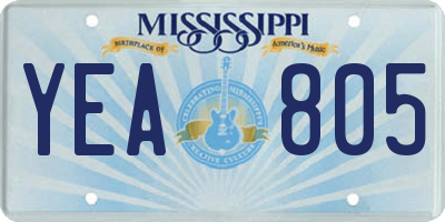 MS license plate YEA805