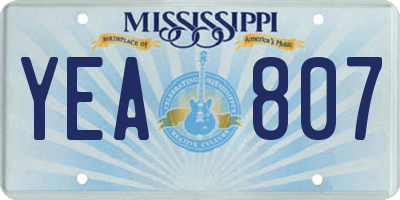 MS license plate YEA807