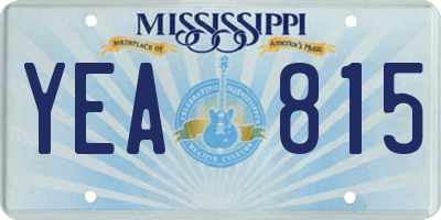 MS license plate YEA815
