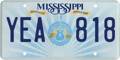 MS license plate YEA818