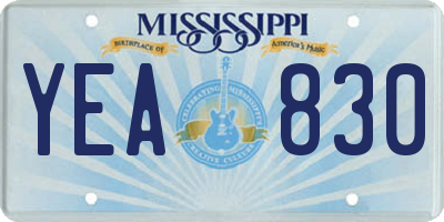 MS license plate YEA830