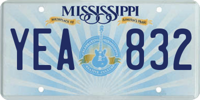 MS license plate YEA832