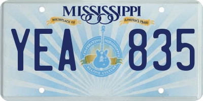 MS license plate YEA835
