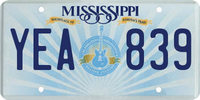 MS license plate YEA839
