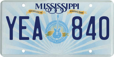 MS license plate YEA840