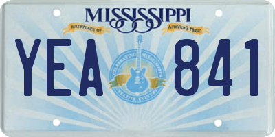 MS license plate YEA841
