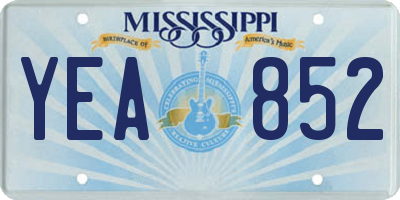 MS license plate YEA852