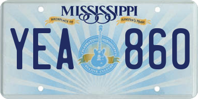 MS license plate YEA860