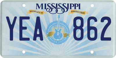 MS license plate YEA862