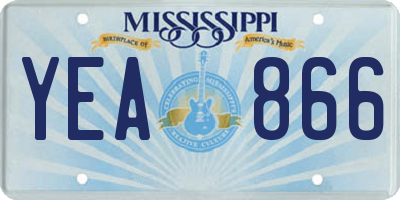 MS license plate YEA866