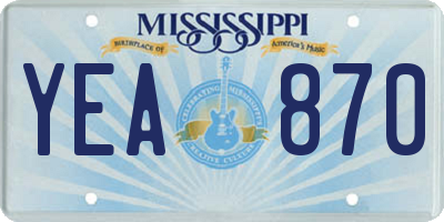 MS license plate YEA870