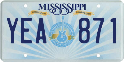 MS license plate YEA871