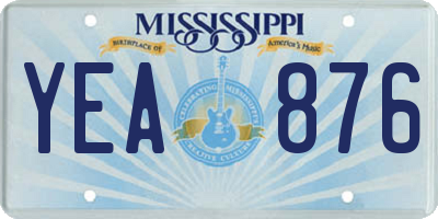 MS license plate YEA876