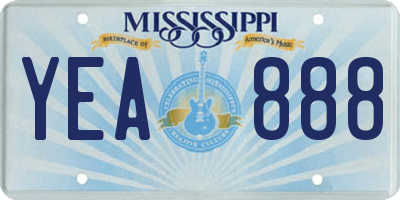MS license plate YEA888