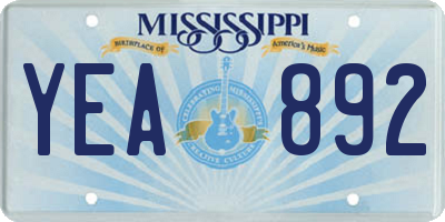 MS license plate YEA892
