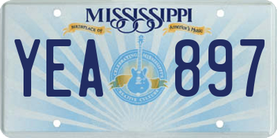 MS license plate YEA897