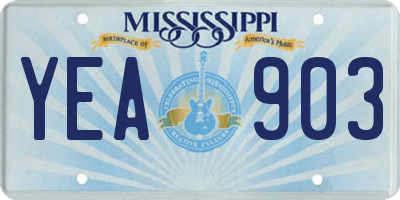 MS license plate YEA903