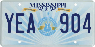 MS license plate YEA904