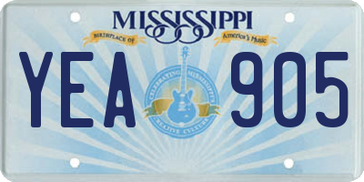 MS license plate YEA905