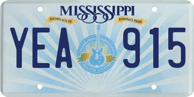 MS license plate YEA915