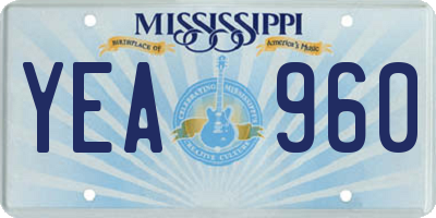 MS license plate YEA960
