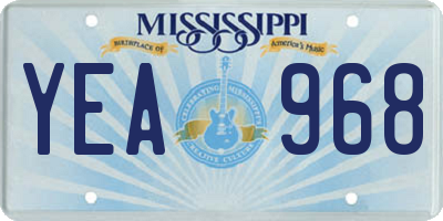 MS license plate YEA968