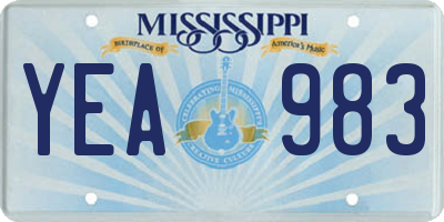 MS license plate YEA983