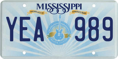 MS license plate YEA989