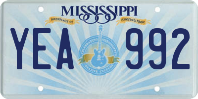 MS license plate YEA992