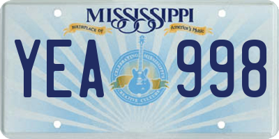 MS license plate YEA998