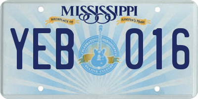 MS license plate YEB016