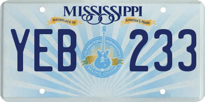 MS license plate YEB233