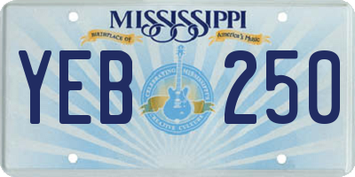 MS license plate YEB250