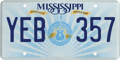 MS license plate YEB357